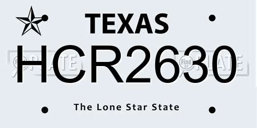 HCR2630 Texas License Plate