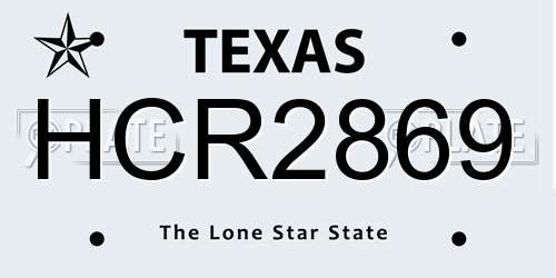 HCR2869 Texas License Plate