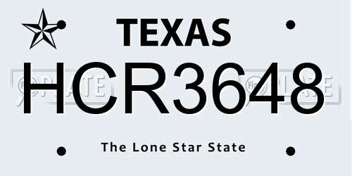 HCR3648 Texas License Plate