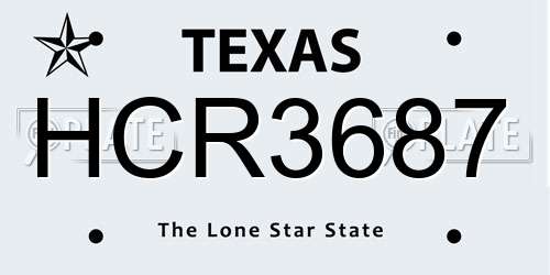 HCR3687 Texas License Plate