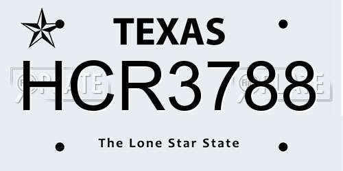 HCR3788 Texas License Plate