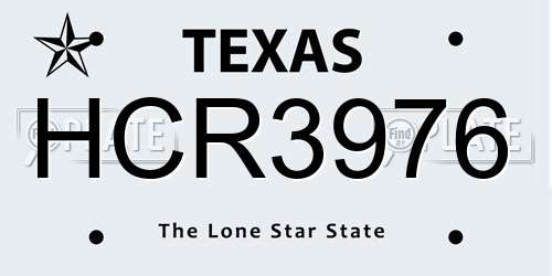 HCR3976 Texas License Plate