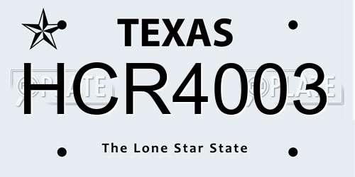 HCR4003 Texas License Plate