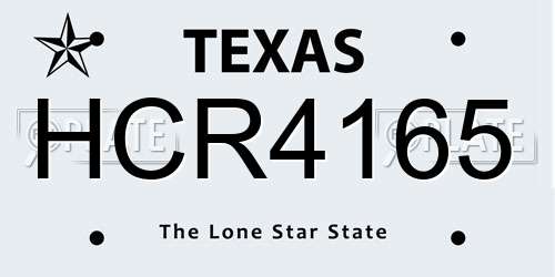 HCR4165 Texas License Plate