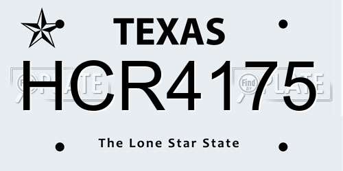 HCR4175 Texas License Plate