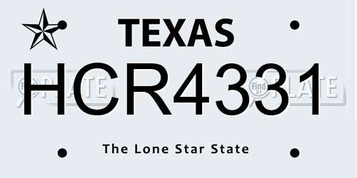 HCR4331 Texas License Plate