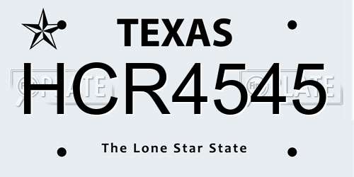 HCR4545 Texas License Plate