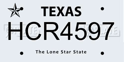 HCR4597 Texas License Plate