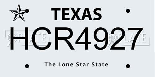HCR4927 Texas License Plate