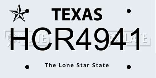 HCR4941 Texas License Plate