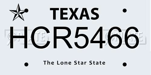 HCR5466 Texas License Plate
