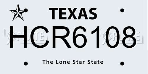 HCR6108 Texas License Plate