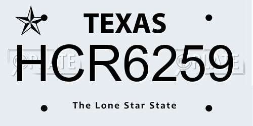 HCR6259 Texas License Plate