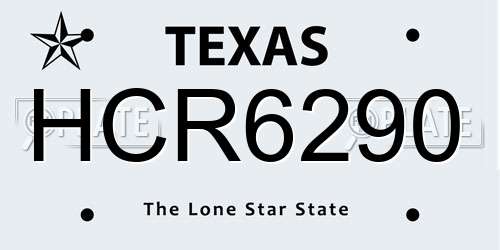 HCR6290 Texas License Plate