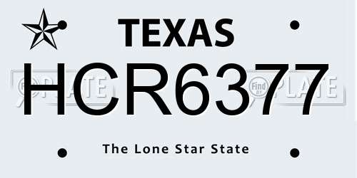 HCR6377 Texas License Plate