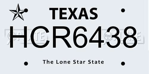 HCR6438 Texas License Plate