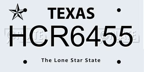 HCR6455 Texas License Plate