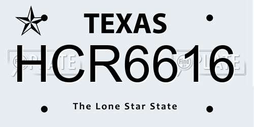 HCR6616 Texas License Plate