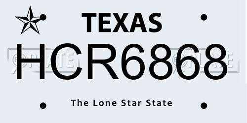 HCR6868 Texas License Plate