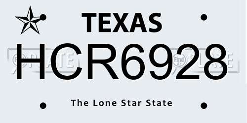 HCR6928 Texas License Plate
