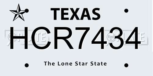 HCR7434 Texas License Plate