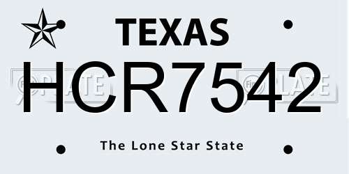 HCR7542 Texas License Plate