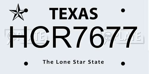 HCR7677 Texas License Plate