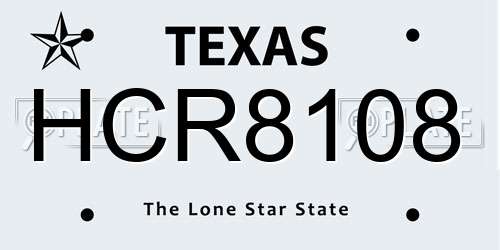 HCR8108 Texas License Plate