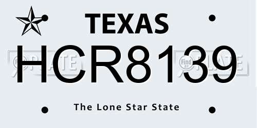HCR8139 Texas License Plate