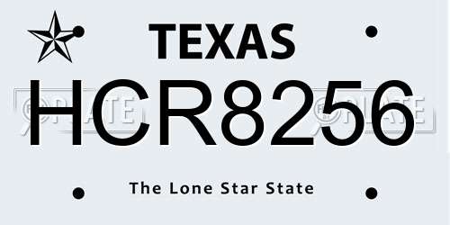 HCR8256 Texas License Plate
