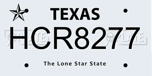 HCR8277 Texas License Plate
