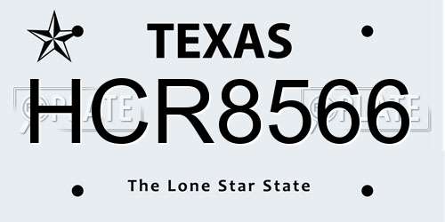 HCR8566 Texas License Plate