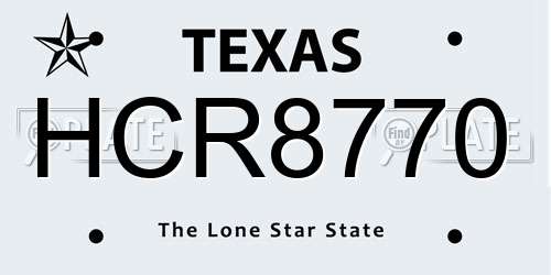 HCR8770 Texas License Plate