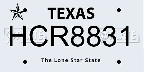 HCR8831 Texas License Plate