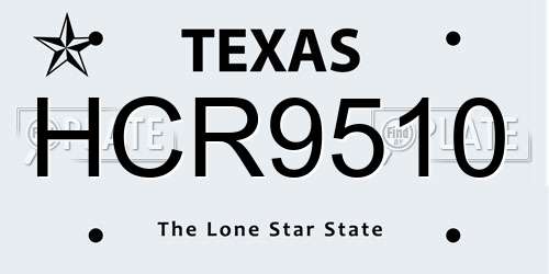 HCR9510 Texas License Plate