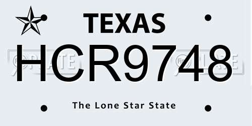 HCR9748 Texas License Plate