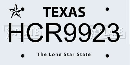 HCR9923 Texas License Plate