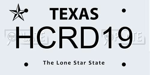 HCRD19 Texas License Plate