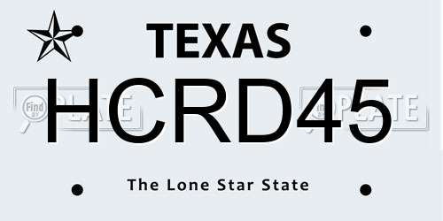 HCRD45 Texas License Plate
