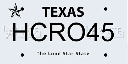 HCRO45 Texas License Plate