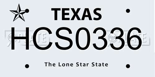 HCS0336 Texas License Plate