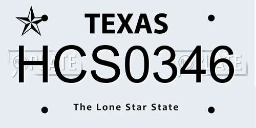 HCS0346 Texas License Plate
