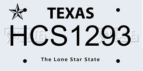 HCS1293 Texas License Plate