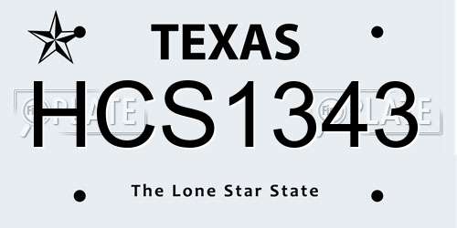HCS1343 Texas License Plate