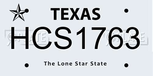 HCS1763 Texas License Plate
