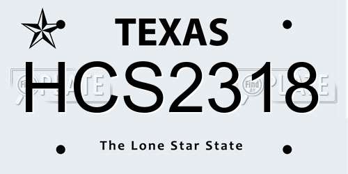 HCS2318 Texas License Plate
