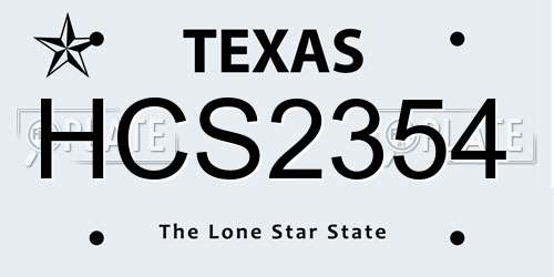 HCS2354 Texas License Plate