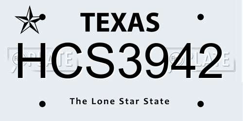HCS3942 Texas License Plate