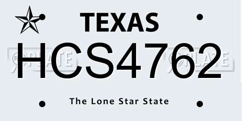 HCS4762 Texas License Plate