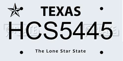 HCS5445 Texas License Plate